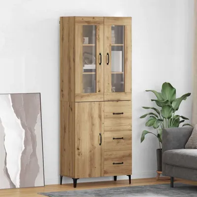 Image de vidaXL Highboard Chêne Artisan 69,5 x 34 x 180 cm Matériau dérivé du bois