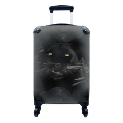 Produktbild von MuchoWow® Koffer Handgepäck Trolley Rollkoffer Kleine Reisekoffer mit 4 Rollen - Panther - Dschungel - Pflanzen - Cabin Size < 55x40x23 cm & 55x40x20 cm - Fotokoffer - Kabinenkoffer - Boardgepäck - Reise-Box - Reisekoffer - Reisegepäck - Koffer mit Bild - Trolley für Kinder