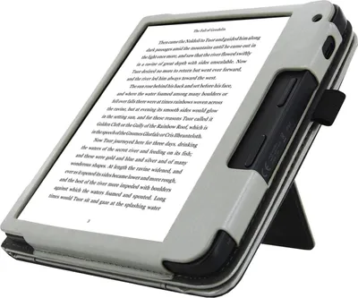 Image de Dutch Shield - Luxe strap Case Housse pour Kobo Libra 2 Ebook - Housse à rabat Ereader Housse de protection Gris