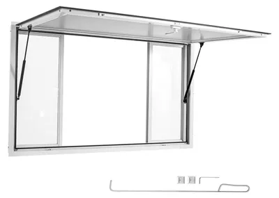 Obrázek produktu pro SucceBuy prodejní okno pro food trucky, rozměry 1524 x 915 mm, vyrobené z hliníkové slitiny. Okno pro mobilní občerstvení, výklopné až do úhlu 85°, 4 akrylová posuvná okna, prodejní klapka se západkou a ochranou proti dešti