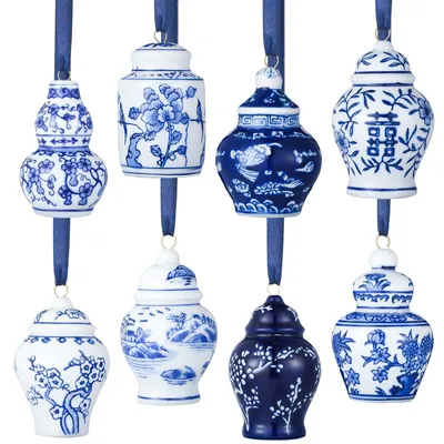 Zdjęcie produktu dla Omgoods - 8 sztuk miniaturowych ozdób w kształcie imbru – porcelana w stylu chińskim, idealna do dekoracji świątecznych