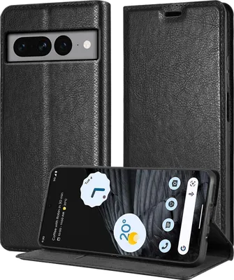 Produktbild von Cadorabo Hülle für Google PIXEL 7 PRO in NACHT SCHWARZ Schutzhülle mit Magnetverschluss, Standfunktion und Kartenfach Flip Case Cover Etui Handy Klapp Hülle Book Tasche