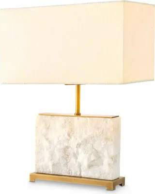 Produktbild von Casa Padrino Luxus Marmor Tischleuchte Weiß / Antik Messing H. 55 cm - Marmor Schreibtischleuchten