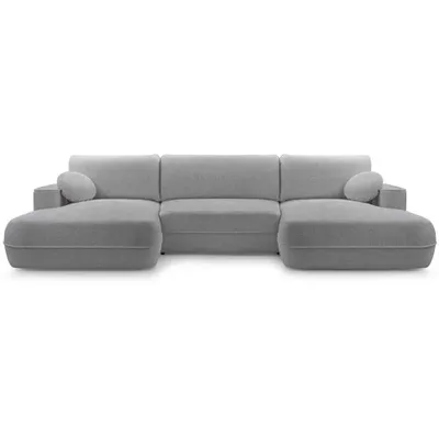 Image de BEAUTYSOFA Canapé d'angle avec fonction sommeil FIERO U, couleur : gris (Bubble06)