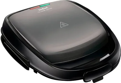 A black Tefal sandwich maker and waffle iron.