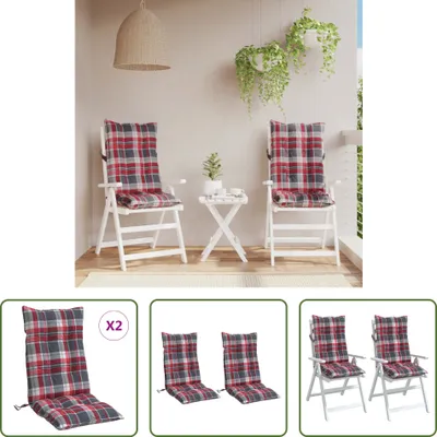 Produktbild von The Living Store Hochlehner-Auflagen 2 Stk. Rot Karomuster Oxford-Gewebe