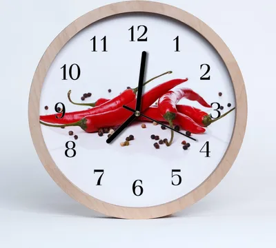 Produktbild von Holzuhr 30fi cm wanduhr - Chili-Pfeffer