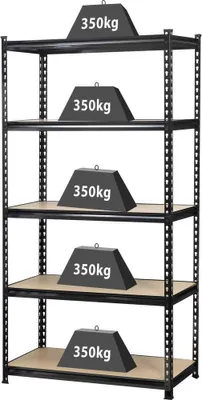 Produktbild von TOOLCRAFT 1530556 Schwerlastregal 350 kg Metall, MDF Holzboden Anthrazit/Schwarz