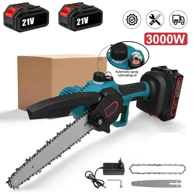 Produktbild von Mini Kettensäge - Akku Motorsäge 20 cm - 3000W - Bürstenloser Motor - 2 Akkus - Automatische Kettenschmierung - Garten Holzschnitt