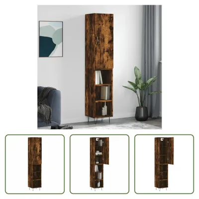 Produktbild von The Living Store Highboard Räuchereiche 34,5x34x180 cm Holzwerkstoff