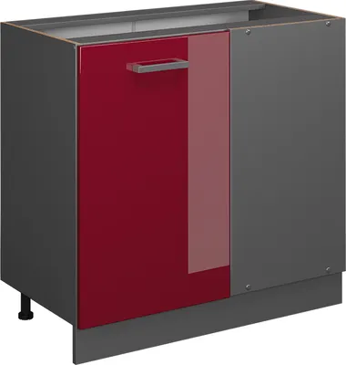 Obrázek produktu pro Rohová skříňka Vicco R-Line Červená vysoký lesk 86 cm bez pracovní desky, Model 37827