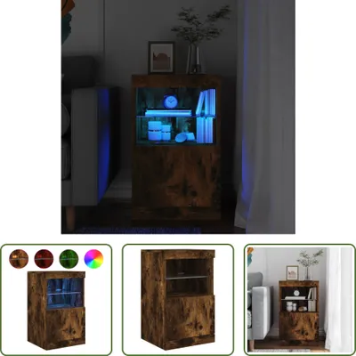 Produktbild von The Living Store Sideboard mit LED-Leuchten Räuchereiche 41x37x67 cm