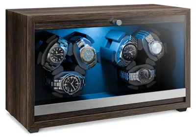 Image de Klarstein Remontoir pour montres automatiques, remontoir de montre automatique pour 6 montres, remontoir de montre automatique avec porte en acrylique, remontoir de montre automatique, LED bleues, remontoir de montre avec 4 réglages TPJ