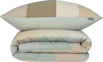 Produktbild von Schiesser Bettwäscheset Travis | 2-teilig | Kariert | Feinbiber | 100% Baumwolle | Reißverschluss | 135x200cm + 80x80cm | Grün