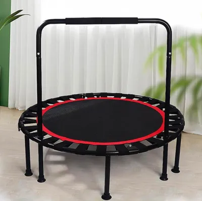 Obrázok produktu pre SESAMIS skladacia fitness trampolína, nosnosť 200 kg, protišmyková, tichá, nastaviteľná výška zábradlia, ideálna na vnútorné aj vonkajšie použitie