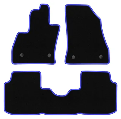 Produktbild von Velours-Fußmatten für Fiat 500L 2012- (Minivan) – 4-tlg, Schwarz/Blau, passgenau – Wielganizator CARLUX