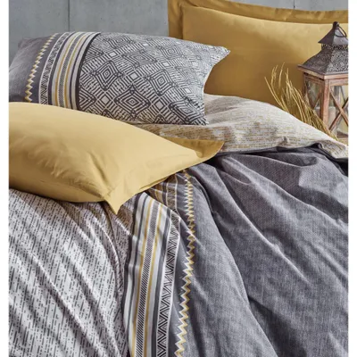 Produktbild von L'Essentiel Linge de Maison, Nedra - Beige, Einzelbett-XXL-Bettbezug-Set (DE), Grau, 100 % Baumwolle, 155 x 155 cm