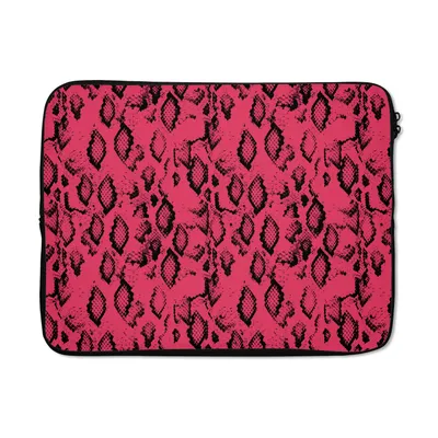 Produktbild von MuchoWow® Laptop Hülle 17 Zoll Laptoptasche Schlangendruck - Rosa - Schwarz - Zipper - Schutzabdeckung