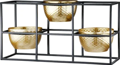 Produktbild von Gilde Teelichtleuchter, "Frame", Metall, goldfarben, VE 2, L. 9 cm, B. 27 cm, H. 14 cm 55699 4063387556993