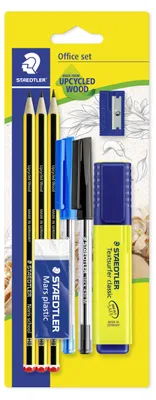 Produktbild von STAEDTLER Noris 120 Bleistift-Set Blisterkarte mit Bleistiften, Kugelschreibern, Marker, Radierer und Spitzer