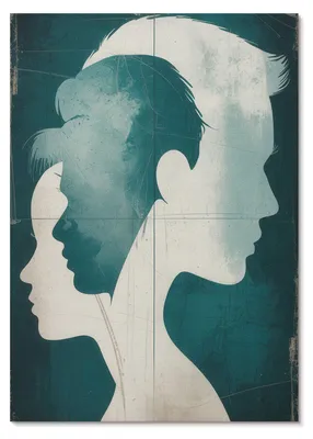 Produktbild von POSTER - 29x42 cm (A3) - Monika Wójcik - Türkisfarbene Silhouetten mit zarten weißen Linien -  Wandbild für Wohnzimmer Schlafzimmer & Flur, Modernes Poster Wanddeko, Ungerahmt