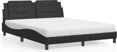 Produktbild von vidaXL Bett mit Matratze "Zadar" Schwarz 160x200 cm Kunstleder
