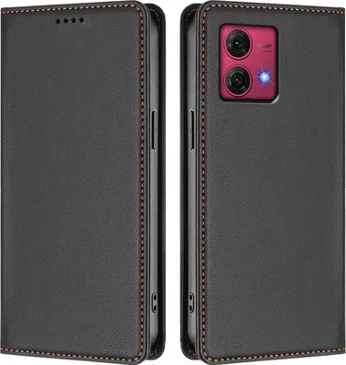 Produktbild von Handyhülle für Motorola Moto G84, Kunstleder Klapphülle Stoßfeste Magnetische Hülle mit Ständer Schwarz