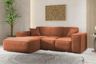 Produktbild von Kaiser Möbel Ecksofa, Eckcouch L form, Wohnzimmer Couch SIENA stoff Poso Kupfer  Ottomane Links