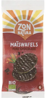 Produktbild von Zonnatura Maiswafel Schokolade Dunkel 75g – Knuspriger Maiswaffel-Snack