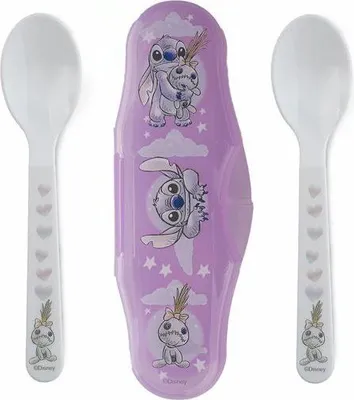 Obrázok produktu pre Sada 2 lyžíc s prenosným puzdrom, Lilo a Stitch, ideálne na cestovanie