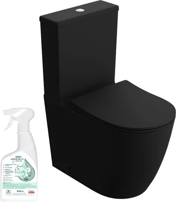 Zdjęcie produktu dla Kompakt WC Lavita Nautilius Czarny z Antybakteryjną Deską + Środek do Pielęgnacji Ceramiki 500ml
