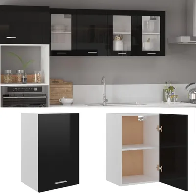 Obrázok produktu pre vidaXL Nástenná skrinka s vysokým leskom čierna 39,5x31x60 cm Drevo Materiál