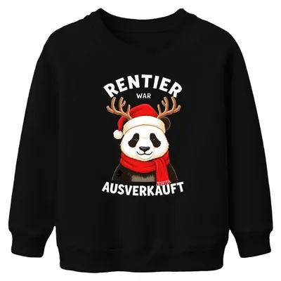 Immagine prodotto di Felpa unisex per bambini con motivo renna e panda natalizio, nera, taglia 140 (esaurita)