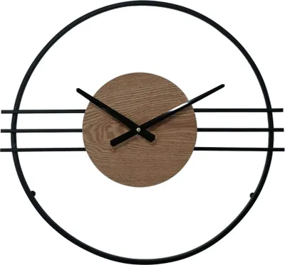 Produktbild von Rebecca Mobili Wanduhr aus Holz und Metall, schwarz und braun, Ø 50 cm