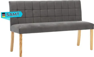 Produktbild von Sitzbank CILD 140 cm Grau Samt Indoor | Küchenbank Esszimmerbank Flurbank mit Rückenlehne