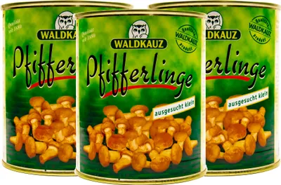 Produktbild von WALDKAUZ Pfifferlinge mittel Speise-Pilz 6 x Dose Füllmenge 800g ATG 455g
