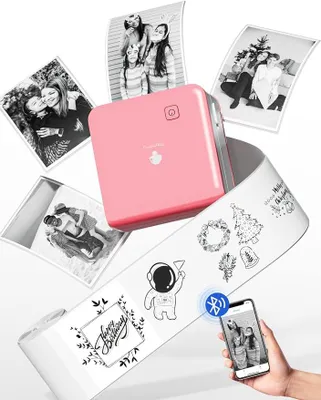 Produktbild von Phomemo M02 Pro Mini Thermodrucker 300DPI Sticker Drucke, Tragbarer Kabelloser drucker, Handy Drucker mit 1 Rollen Papier für Studiennotizen, Rosa