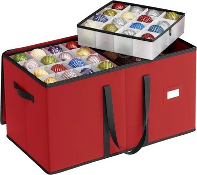 Image de Sac de rangement pour boules de Noël en bois