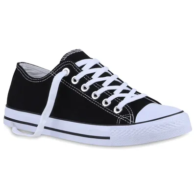 Produktbild von Mytrendshoe Herren Sneakers Low Camouflage Prints Freizeit Turnschuhe 811077, Farbe: Schwarz, Größe: 38