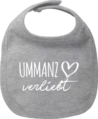 Produktbild von Huuraa Baby Lätzchen Ummanz verliebt Heather Grey Klettverschluss  Baumwolle Latz Geschenkidee