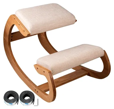 Produktbild von Ergonomischer Kniehocker mit Hüftpolster, Gesundheitsstuhl für Zuhause, Kniestuhl zur Linderung von Rückenschmerzen und Nackenschmerzen sowie zur Verbesserung der Körperhaltung (Weiße Eiche)