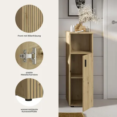 Produktbild von Mone Badschrank 1 Tür, 1 Regal Eiche Nachbildung.