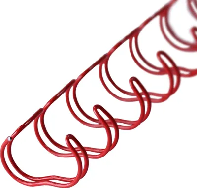 Produktbild von Drahtbinderücken, 2:1, rot, 9,5 mm, 100 Stück, für ca. 75 Blatt – Metallringbindung, Spiralbindung, Ringbindung
