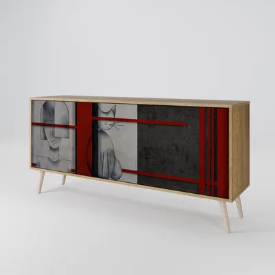 Immagine prodotto di Spacerebels cassettiera a 3 ante - credenza cassettiera - credenza alta - mobile armadio - soggiorno camera da letto - 57,5×164,5×42 (HxLxP)