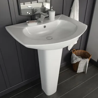 Produktbild von Freistehende Keramikwaschbecken – Waschbecken mit Säule – Badezimmerwaschbecken – Standwaschbecken – Keramikbecken