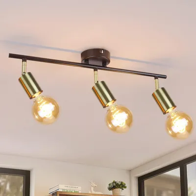Zdjęcie produktu dla Reflektor sufitowy ZMH z 3 żarówkami E27, czarna lampa sufitowa do kuchni, obrotowe reflektory sufitowe do kuchni, przedpokoju, korytarzy i jadalni
