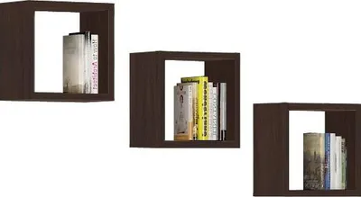 Image de Akord Étagère Murale Lot De 3 Wengé 25X15X25