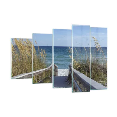Produktbild von Bilder auf glas - 5 Teile - Strand Düne Strecke - 150x100cm - Glasbilder - Wandbilder - Bilder - zum Aufhängen bereit - Wanddekoration aus Glas - Glas Bilder - Wandbild auf Glas - GEG150x100-4180