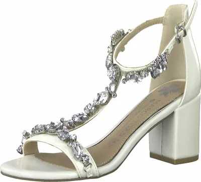 Produktbild von MARCO TOZZI Damen Riemchen High Heels Sandaletten Glitzer 2-88307-28, Größe:41 EU, Farbe:Beige