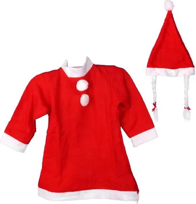 Produktbild von Rotes Weihnachtsset für Kinder: Schneeflockenkleid und Mütze